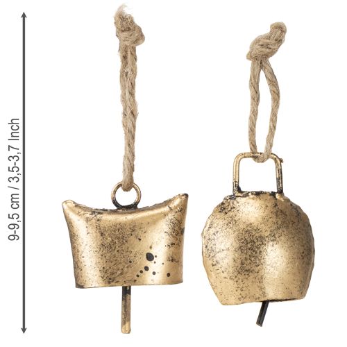 Artikel Klokker juletræspynt metal vintage guld 5 cm 8 stk.