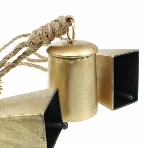 Floristik24 Cowbell sæt til hængende messing metal 8,2 / 9,5 cm reb 240cm
