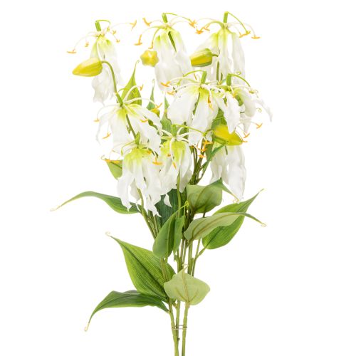 Kunstig Gloriosa-blomst, hvid og gul, elegant blomstrende gren til dekoration, 80 cm, 3 stk.