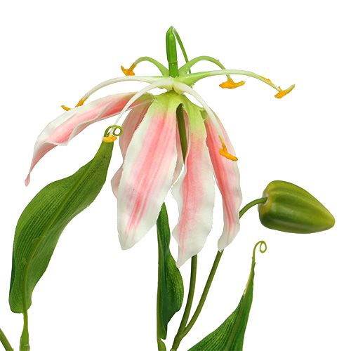 Floristik24 Gloriosa pink-hvid kunstig 84cm 3stk