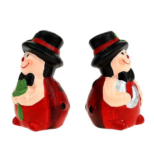 Floristik24 Lucky charme keramisk bille 6 cm rød 12stk