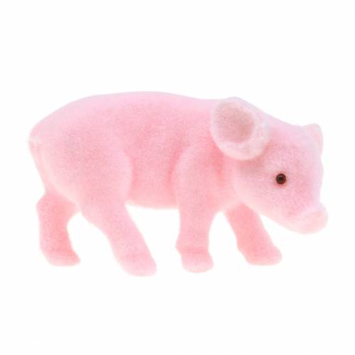 Floristik24 Lucky pig pink pink flokede 9 cm 6stk