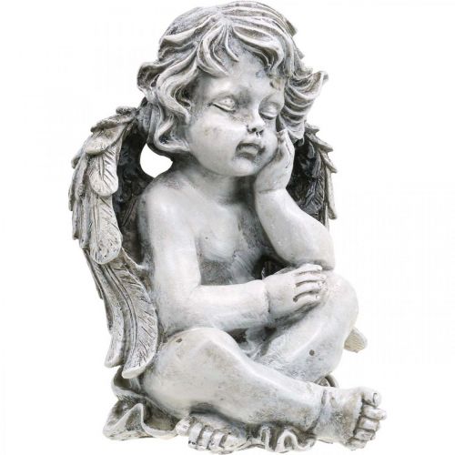 Artikel Grabengel Angel Grå Grav Figur Gravdekoration 24cm