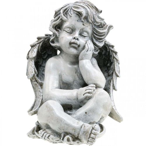 Artikel Grabengel Angel Grå Grav Figur Gravdekoration 24cm