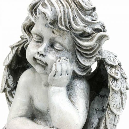 Artikel Grabengel Angel Grå Grav Figur Gravdekoration 24cm