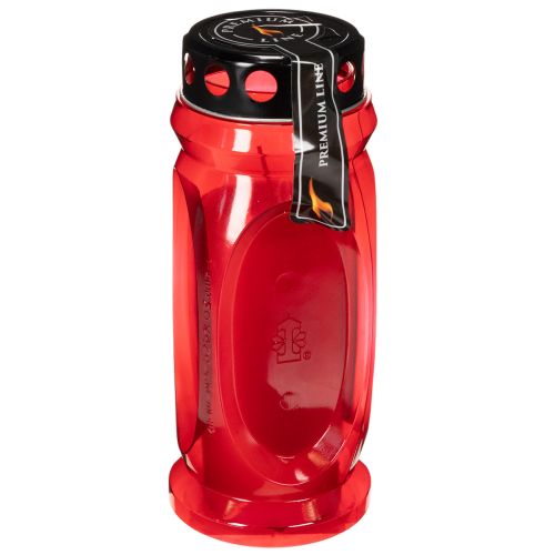 Gravlys rødt, låg sort, mindelys 4 dage 23 cm | Floristik24.dk