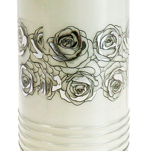 Artikel Gravlys roser hvidt sørgelys Ø7cm H23,5cm 100h 2stk