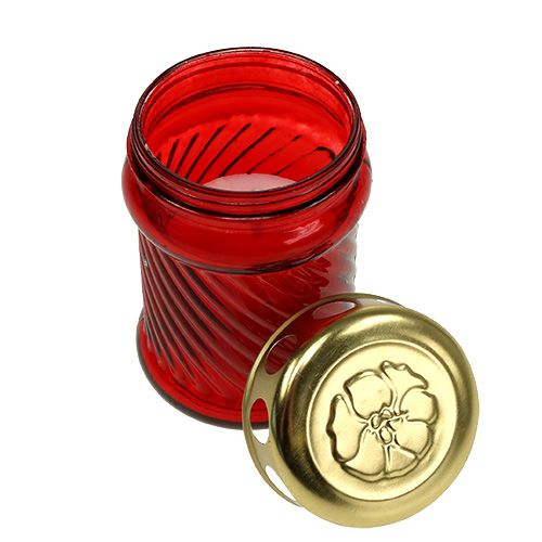 Artikel Gravlys af glas rød Ø6cm H11cm 12 stk