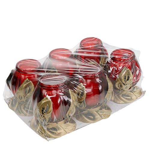 Floristik24 Grav lys rød Ø12,5cm H19,5cm 6 stk