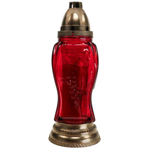 Floristik24 Gravlys glasgravering englegravslanterne rød Ø11cm H28,5cm