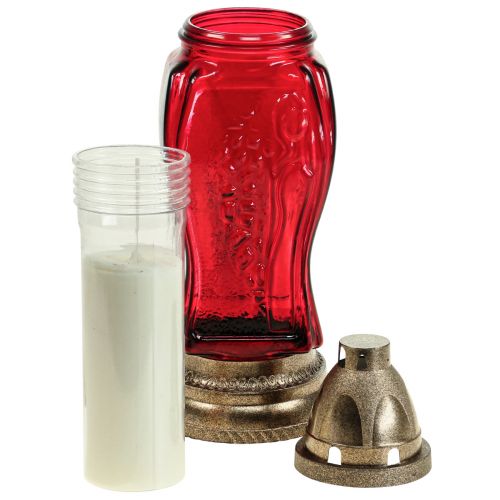 Floristik24 Gravlys glasgravering englegravslanterne rød Ø11cm H28,5cm