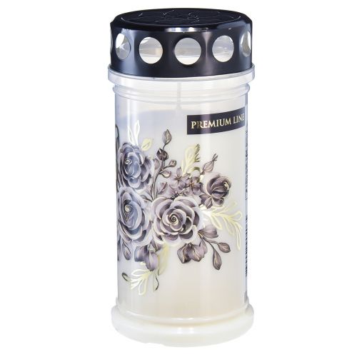 Floristik24 Gravlys hvide motivlys blomster Ø7,5cm H16,5cm 3stk