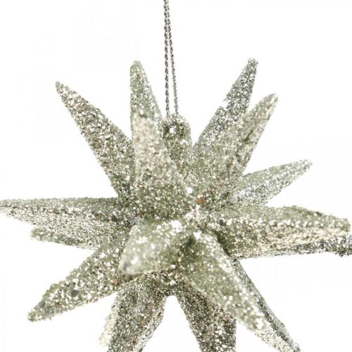 Artikel Glitterstjerner til at hænge champagne juletræspynt 7,5 cm 8 stk