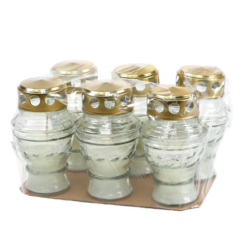 Floristik24 Grave lys hvid H13cm 6stk