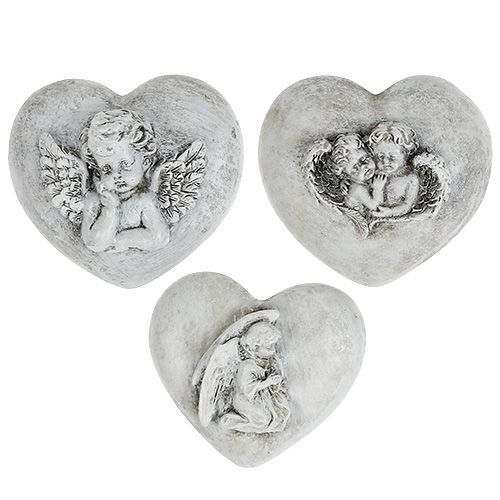 Floristik24 Gravdekoration hjerter med engel 9cm 3 stk