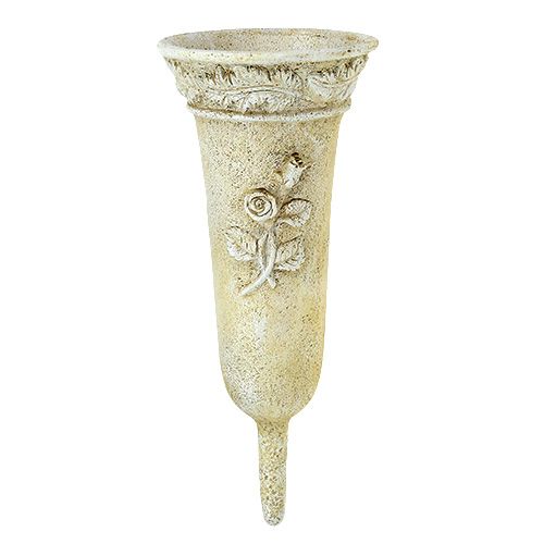 Floristik24 Grave vase creme med rosenmotiv L35cm 1p