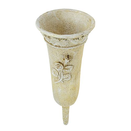 Floristik24 Grave vase creme med rosenmotiv L35cm 1p