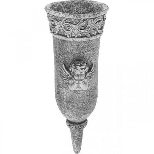 Gravpynt Sørgeblomster Gravvase med engel L29,5cm