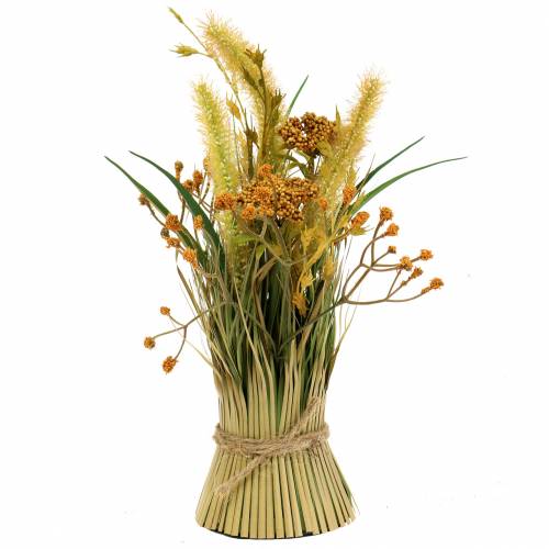 Floristik24 Græsklat, deco græs med røllike, efterårs deco gul, grøn H27cm