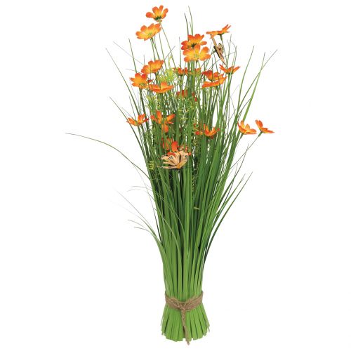 Floristik24 Græsbundt med blomster og sommerfugle Orange 70cm