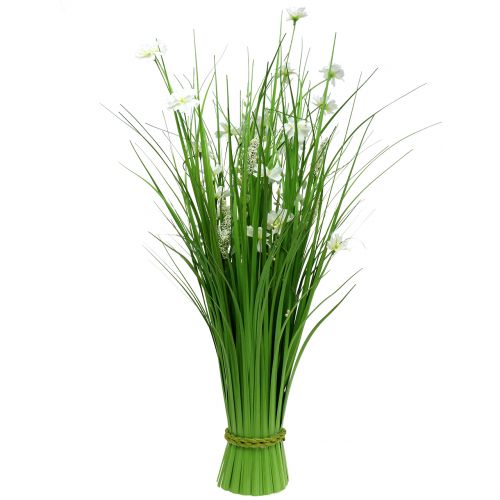 Floristik24 Flok græs med blomster hvide 70 cm