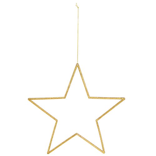 Artikel Store dekorative stjerner guld glitter dekoration til ophæng 24cm 6 stk