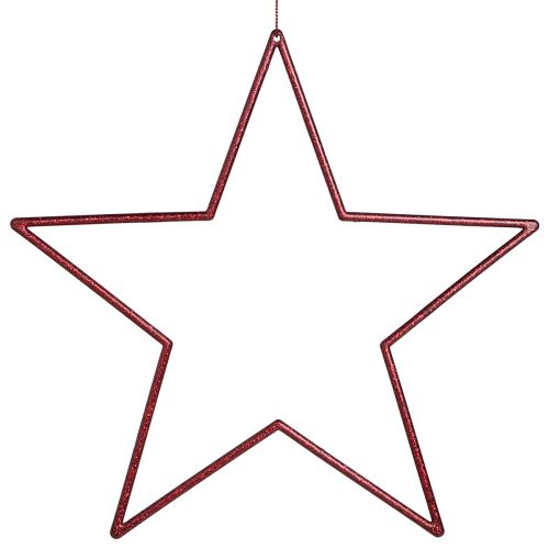 Floristik24 Store dekorative stjerner røde til ophængning af stjerner med glitter 24cm 6 stk