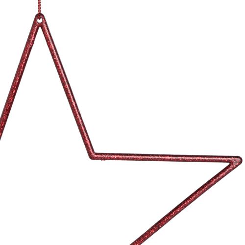 Artikel Store dekorative stjerner røde til ophængning af stjerner med glitter 24cm 6 stk