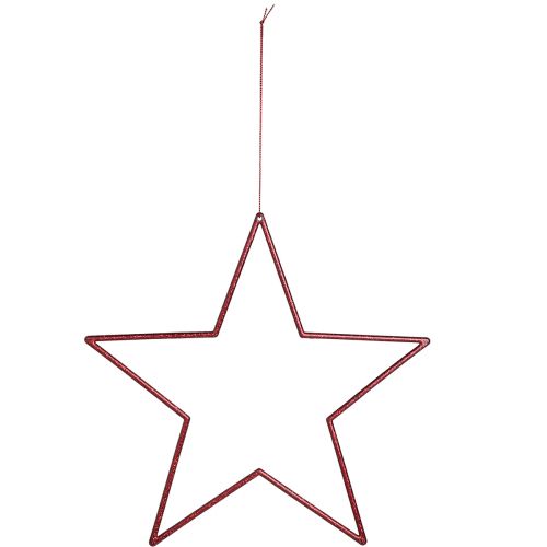Artikel Store dekorative stjerner røde til ophængning af stjerner med glitter 24cm 6 stk