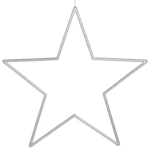 Artikel Store dekorative stjerner sølvglimmer dekoration til ophæng 24cm 6 stk