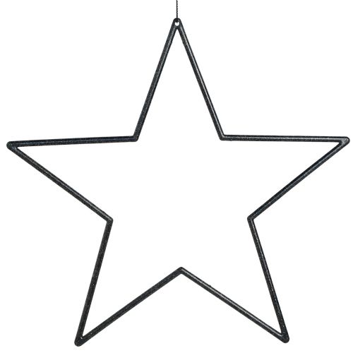 Artikel Store stjerner til ophængning af stjerner sort glitter Ø24cm 6 stk