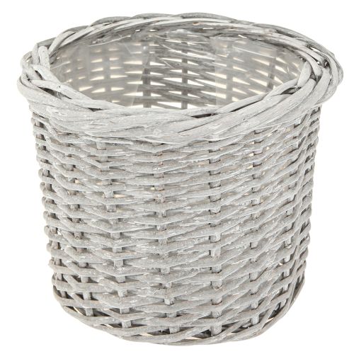 Artikel Stor plantekurv med folie hvidgrå Ø43/34/28cm sæt med 3 stk