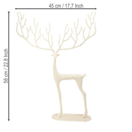 Artikel Stor rensdyrdekoration metal juledekoration hvid H58cm
