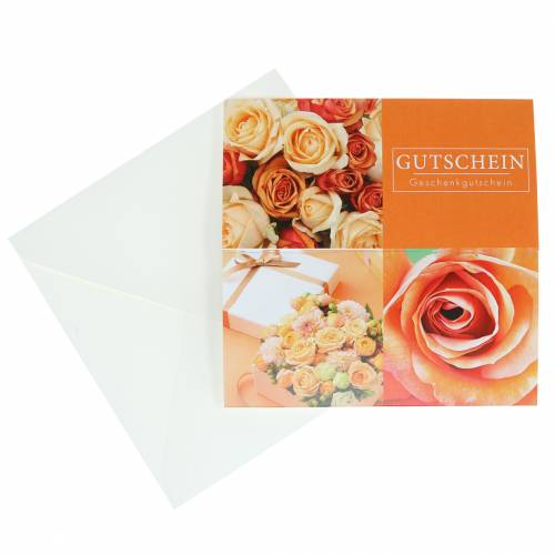 Artikel Kuponkort Rose Orange + kuvert 1 stk