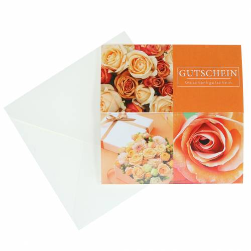Floristik24 Kuponkort Rose Orange + kuvert 1 stk