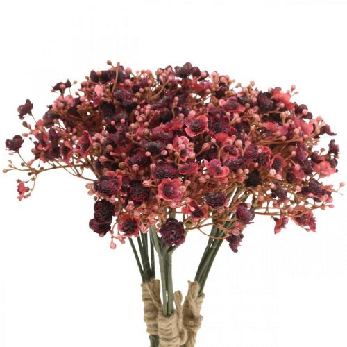 Gypsophila kunstige røde kunstige blomster efterår 29,5cm 18stk