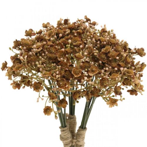 Gypsophila kunstig brun til efterårsbuket 29,5cm 18p