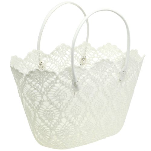 Hæklet taske hvid 48cm x 30cm x 27cm