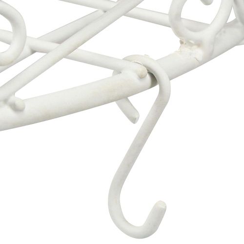 Artikel Hængende dekorationsmetalbakke med kroge i hvid Ø29,5cm H55cm