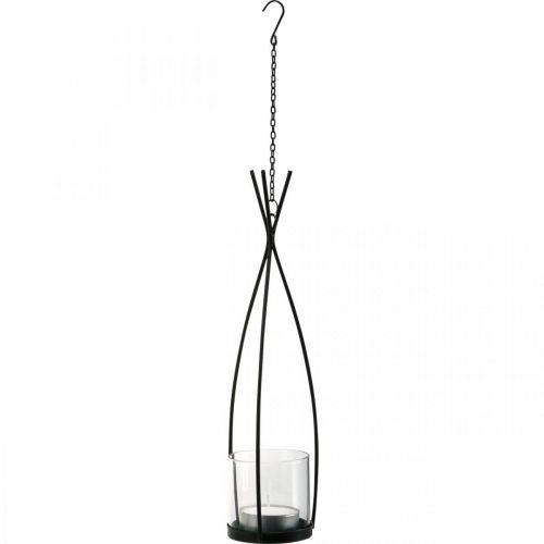 Artikel Lanterne til at hænge hængende dekoration altan sort Ø8cm H40cm