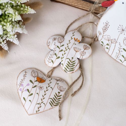Artikel Hængende dekoration metal dekoration hjerter og blomster hvid 10cm 4 stk