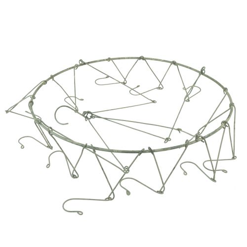 Floristik24 Hængende dekoration metal dekorationsring med 12 kroge grå Ø38cm H14cm