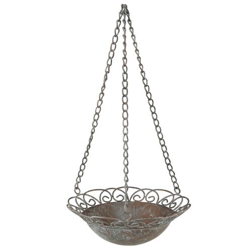 Hængende dekorationsskål metal til ophængning af brun hvid Ø24,5/28cm