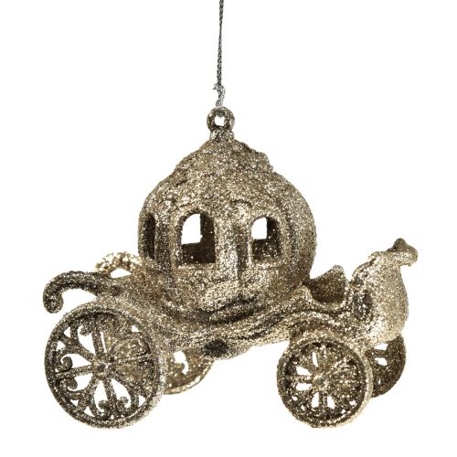 Floristik24 Hængende dekoration julevogn med glitter 11x5x8,5cm