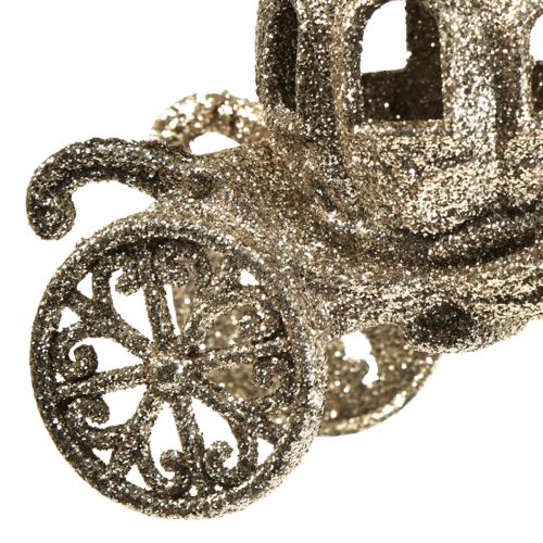 Floristik24 Hængende dekoration julevogn med glitter 11x5x8,5cm