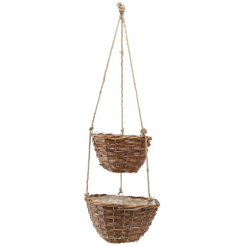Artikel Hængekurv blomsterkurv 2 kurve træ natur Ø20cm/26cm