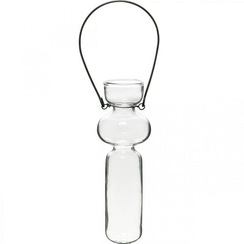 Artikel Mini glasvaser til ophæng af glasdekoration med trådophæng H14cm 4stk