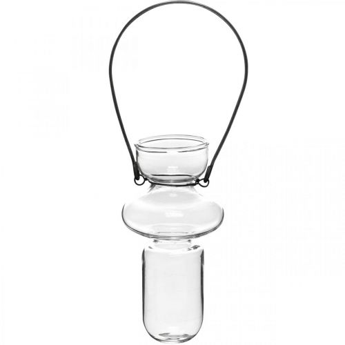 Miniglasvaser hængevase metalbeslag glasdekoration H10,5cm 4stk