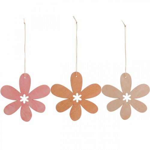 Floristik24 Deco blomst trævedhæng træblomst orange/pink/gul 12 stk.