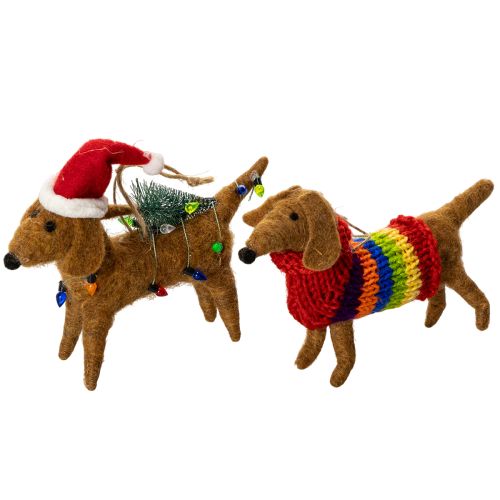 Dekorativ gravhund til juletræ, 16 cm, 2 stk. købe | Floristik24.dk